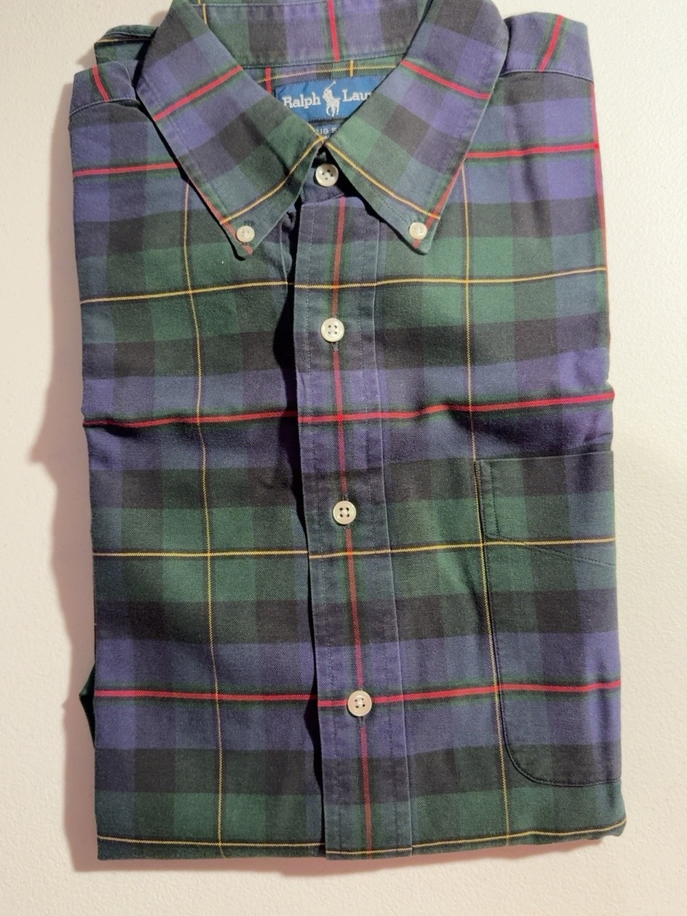 Ralph Lauren Big Shirt Men’s Medium Plaid 100% Cotton Button Down